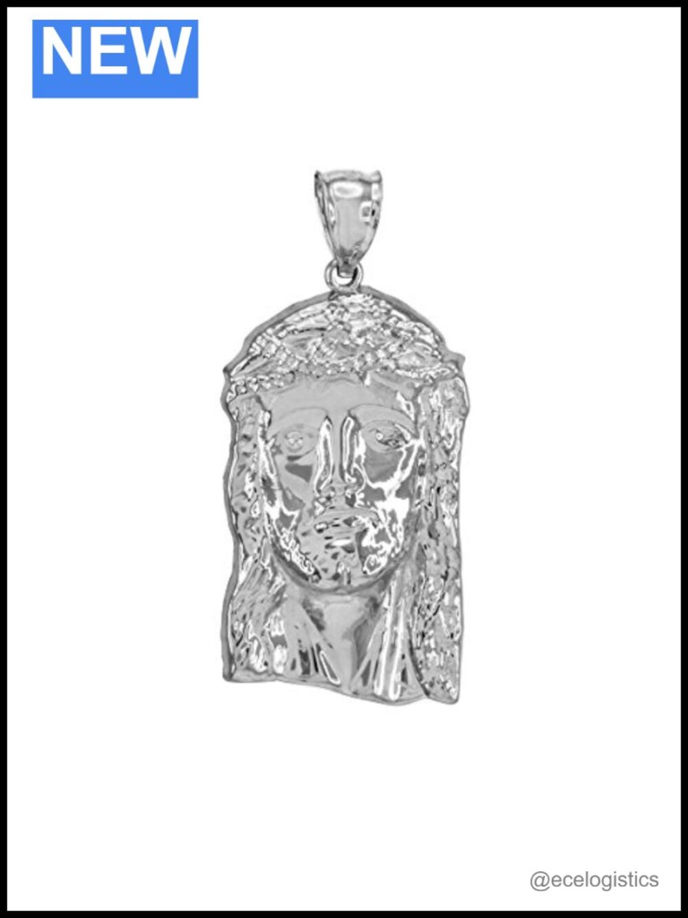 Sterling Silver Jesus Piece Pendant Crown of Thorns 1.5 Inch Unisex